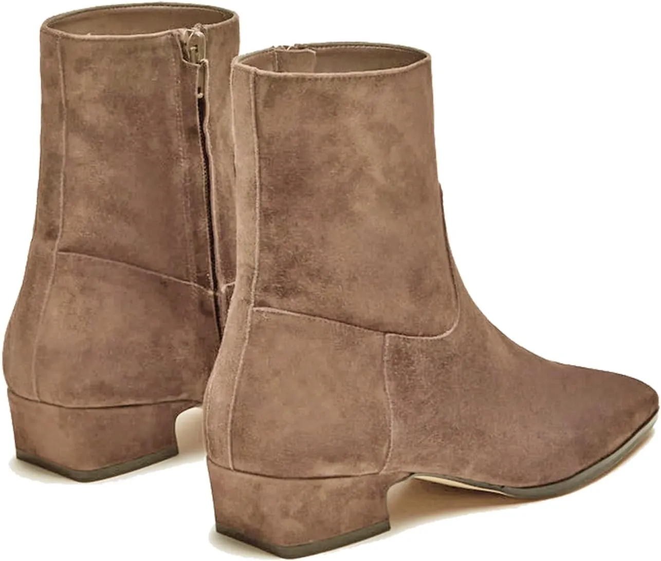 Women's Ankle Boots Square Toe Low Chunky Block Heel Booties Comfortable Short Boots Side Zipper Booties Shoes