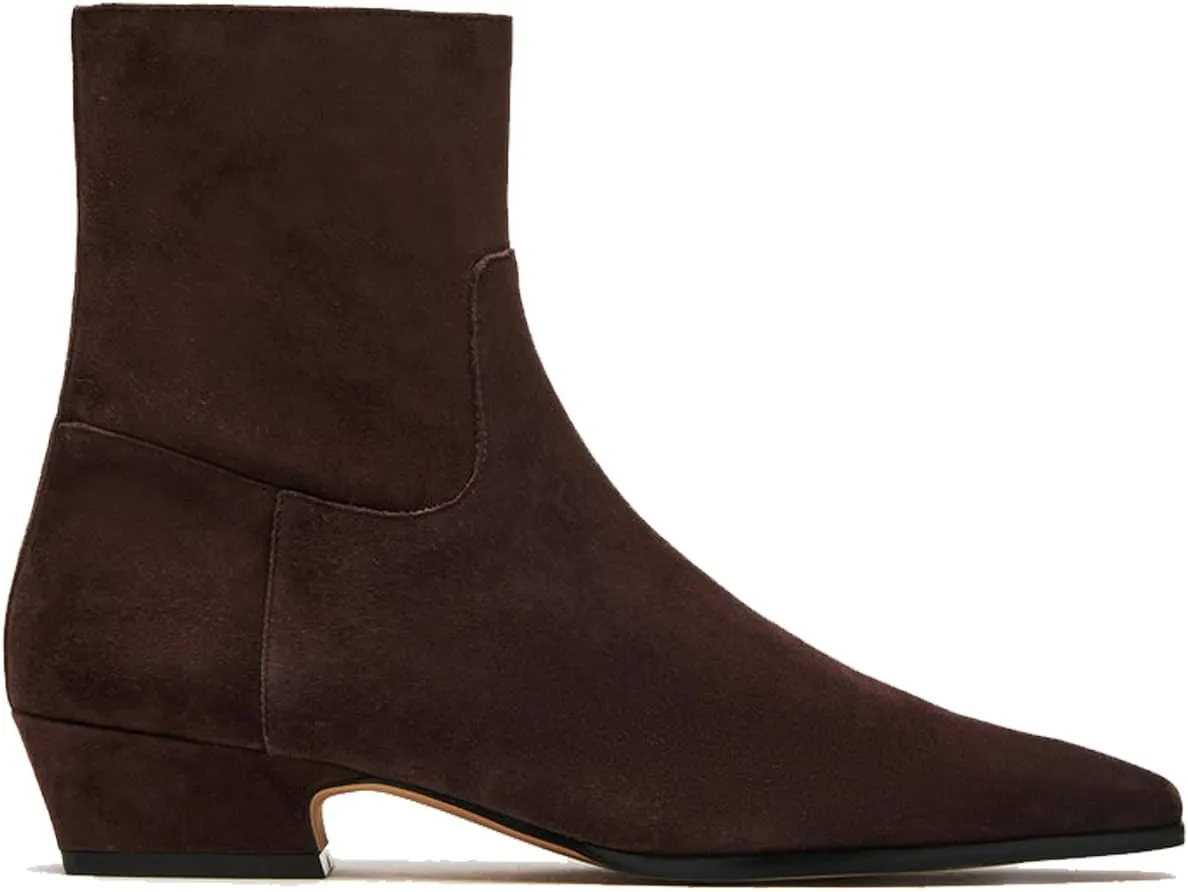Women's Ankle Boots Square Toe Low Chunky Block Heel Booties Comfortable Short Boots Side Zipper Booties Shoes