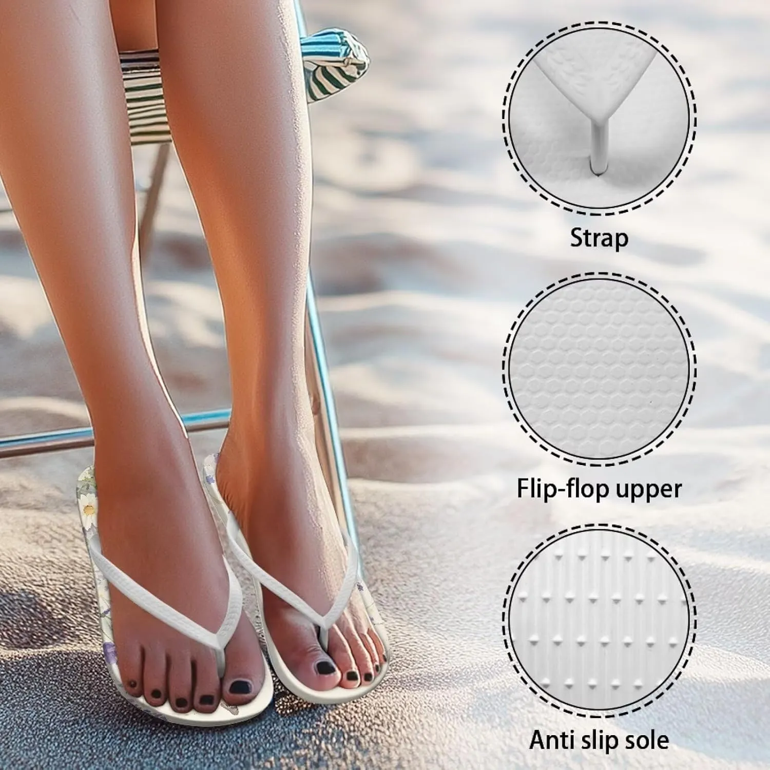 Women's Arch Support Daiy Flip Flops Comfortable Casual Summer Beach Thong Sandals Fashion Beach Slippers Size US 5.5-9.5