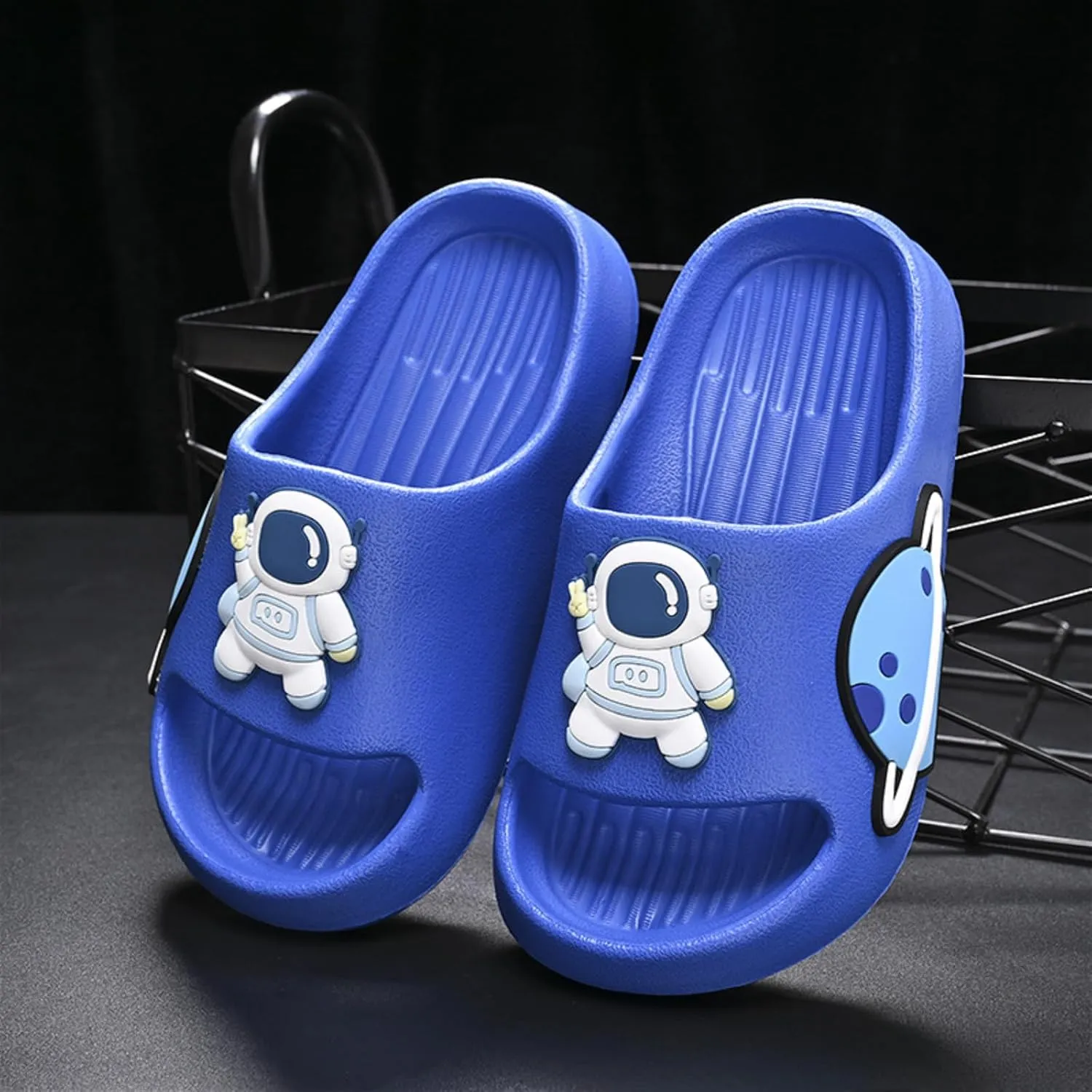 Women’s Astronaut Cosmos Sandals Space Planet Summer Slippers Blue Slides Cushioned Home Beach Indoor Outdoor Shower Shoes