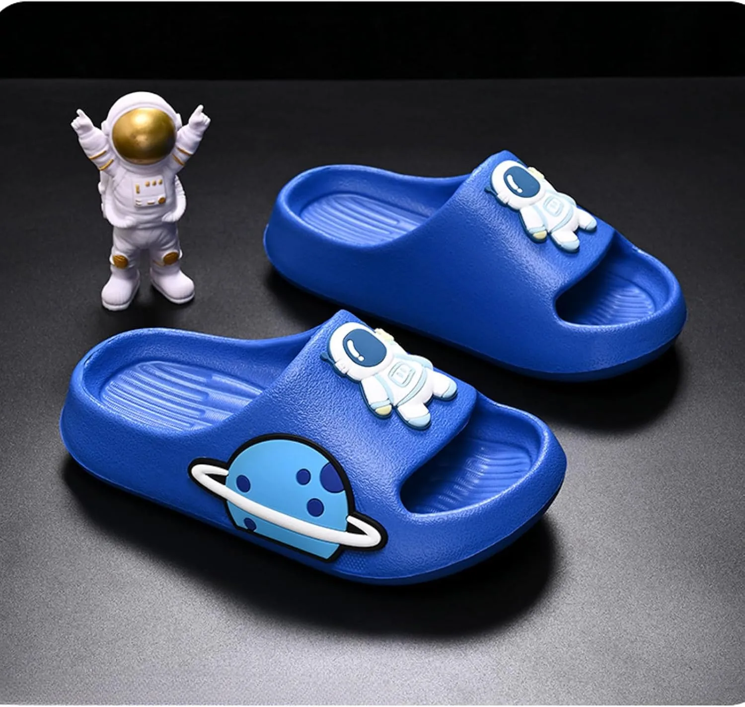 Women’s Astronaut Cosmos Sandals Space Planet Summer Slippers Blue Slides Cushioned Home Beach Indoor Outdoor Shower Shoes