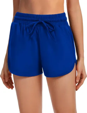 Women's Athletic Shorts High Waisted Running Workout Black Sporty Spandex Dolphin Shorts for Gym Yoga Pockets 2.5"