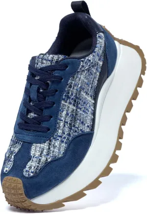 Women's Fashion Sneakers Casual Chunky Lace Up Walking Shoes Lightweight Cushioning Arch Support Retro Tennis Running Sneakers Non-Slip Women's Shoes