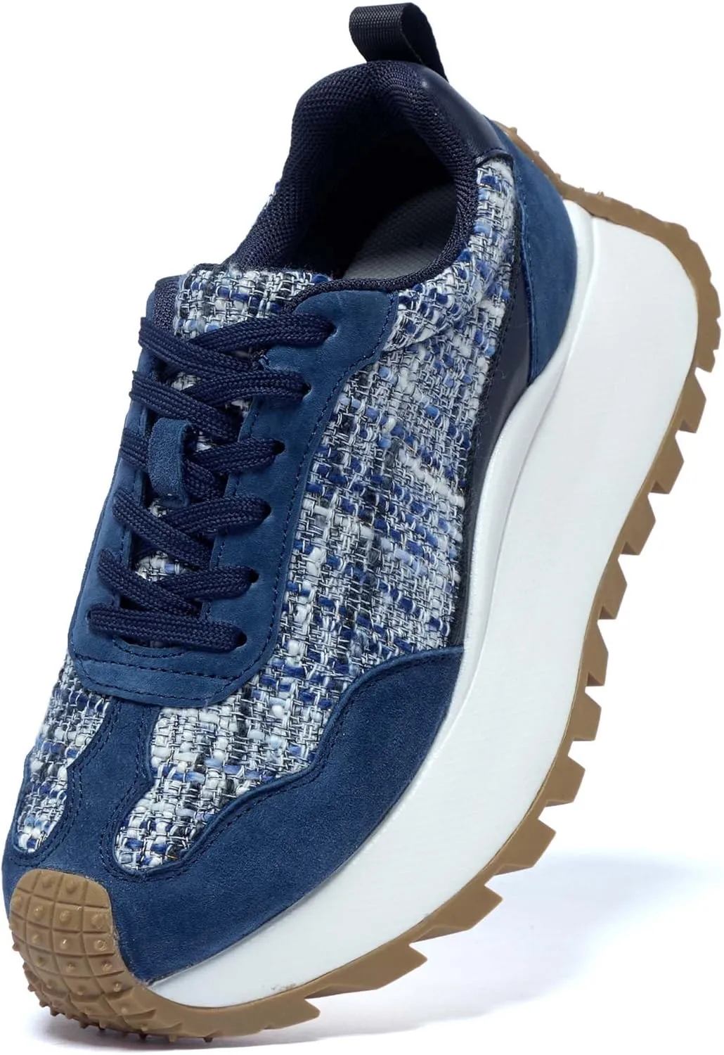Women's Fashion Sneakers Casual Chunky Lace Up Walking Shoes Lightweight Cushioning Arch Support Retro Tennis Running Sneakers Non-Slip Women's Shoes