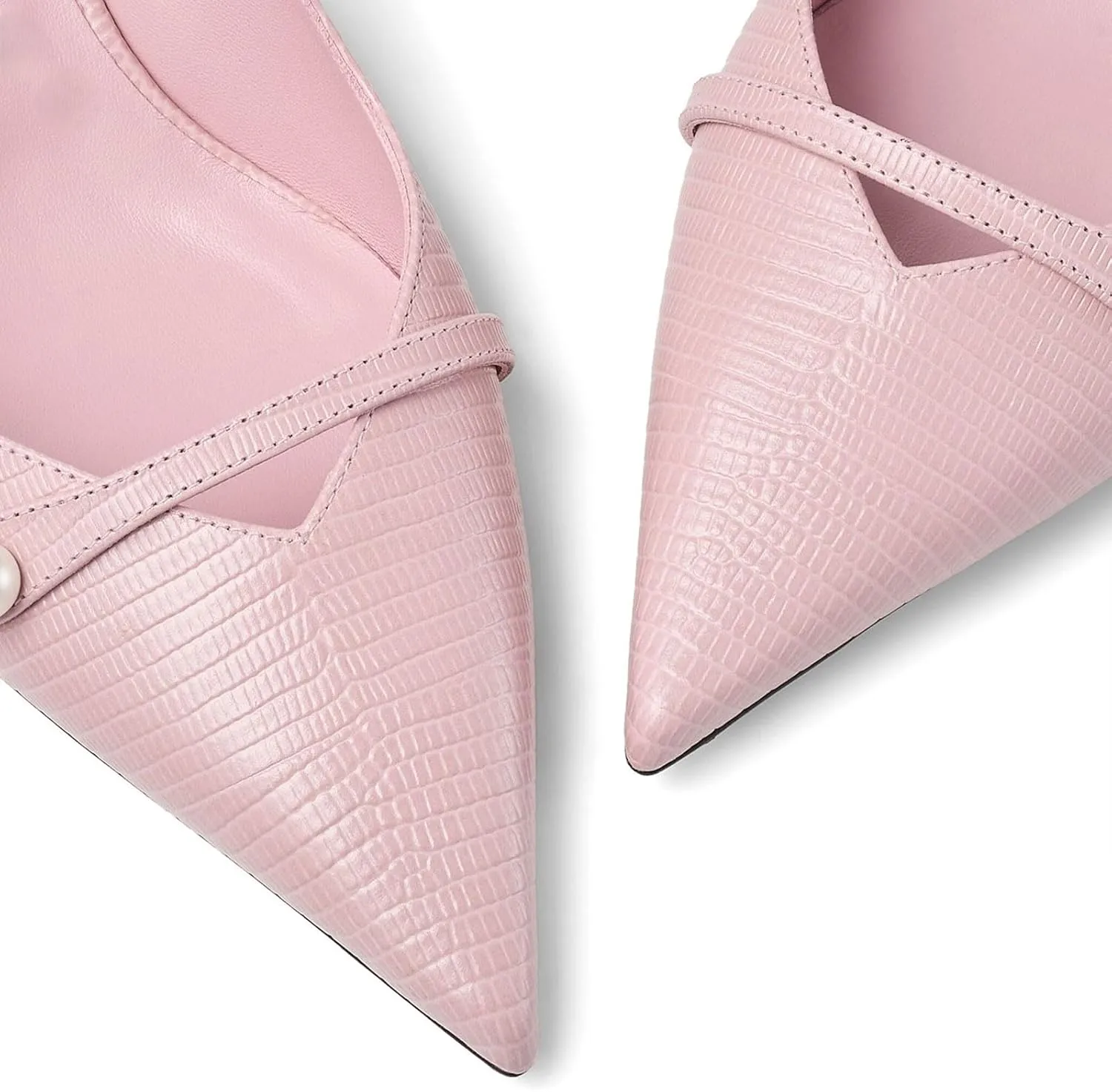 Women's Kitten Heel Pointed Toe Slingback Shoes Comfort Low Heel Slip On Patent/Embossed Leather Dress Pumps Fashion Pearl Party Casual Work Slingback Heels for Women