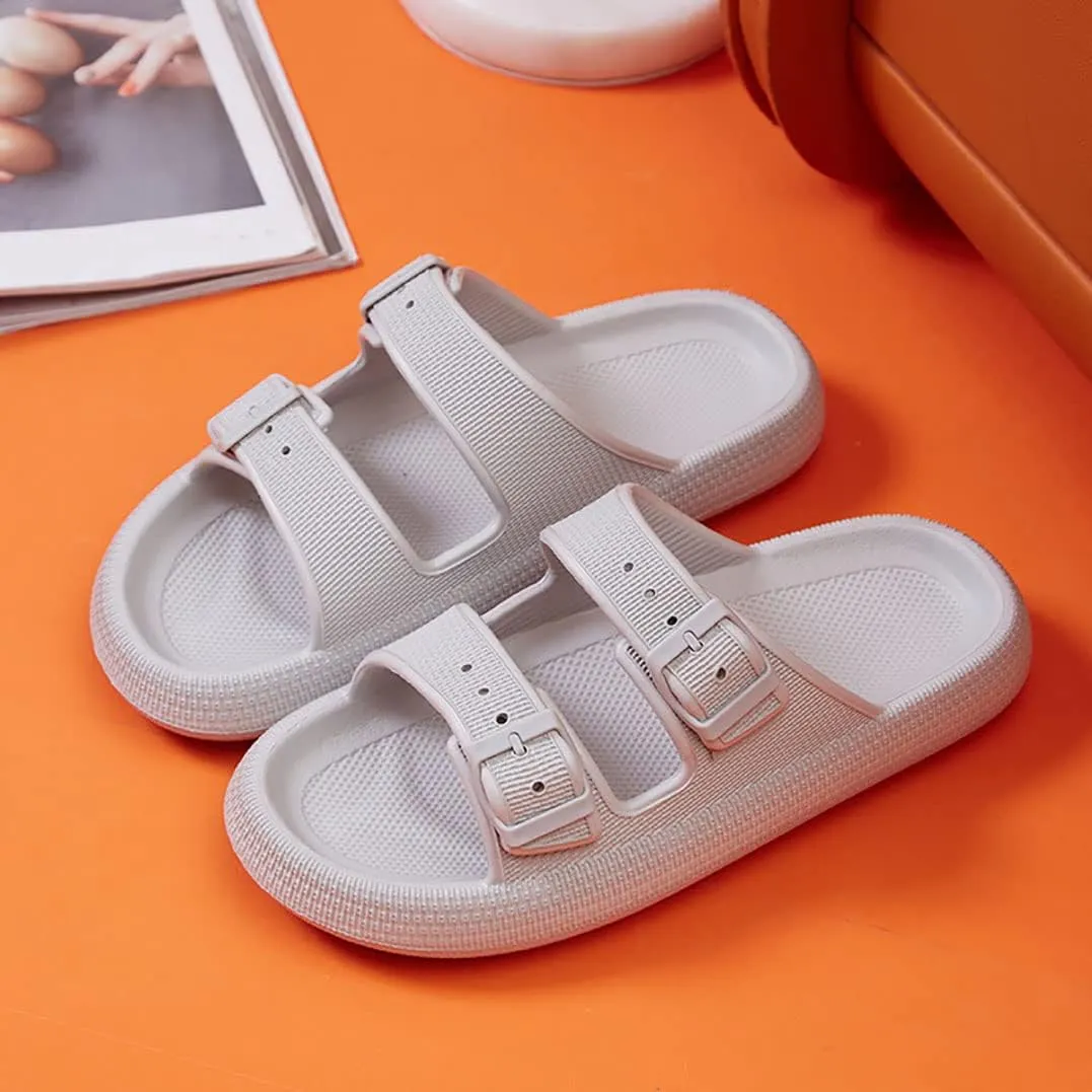 Women's Men's Cloud Slippers Pillow Sandals Cloud Slide Sandals Pillow Double Buckle Adjustable Slippers Non-Slip Platform Sandals