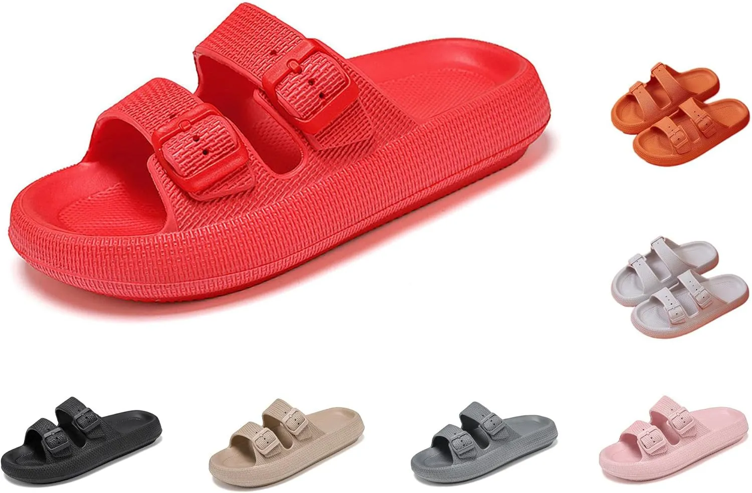 Women's Men's Cloud Slippers Pillow Sandals Cloud Slide Sandals Pillow Double Buckle Adjustable Slippers Non-Slip Platform Sandals