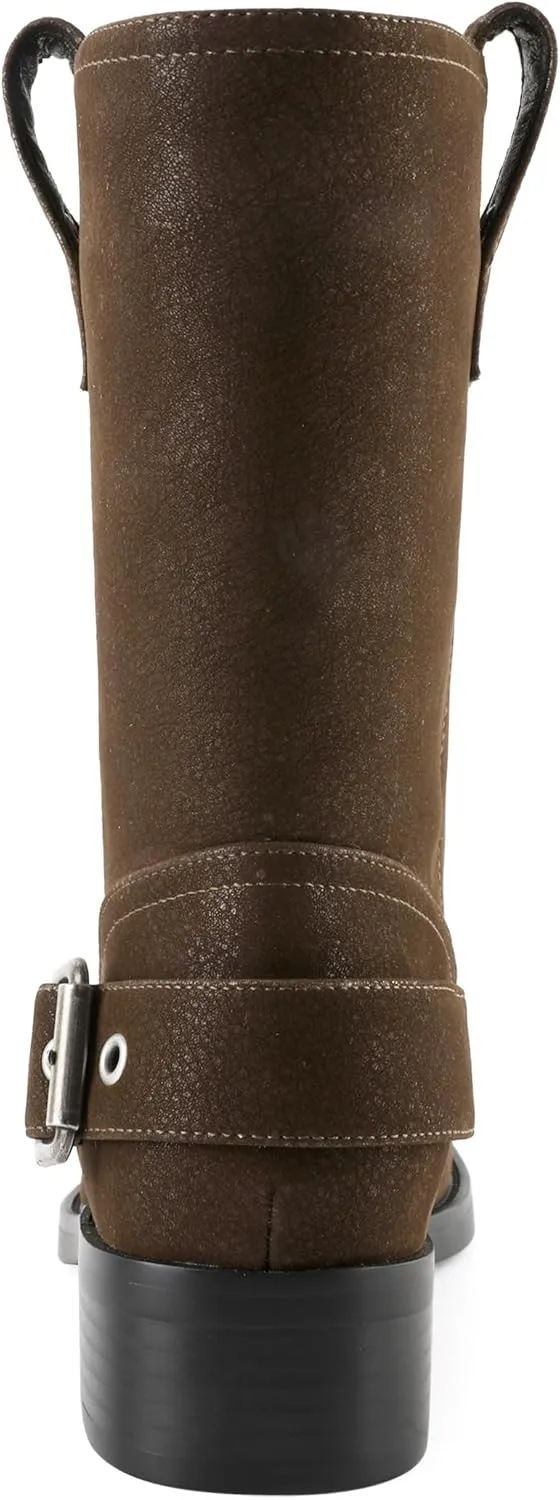 Women's Mid-Calf Boots Chunky Heel Ankle Booties Low Heels Boots 1.4 Inch Western Cowboy Boots