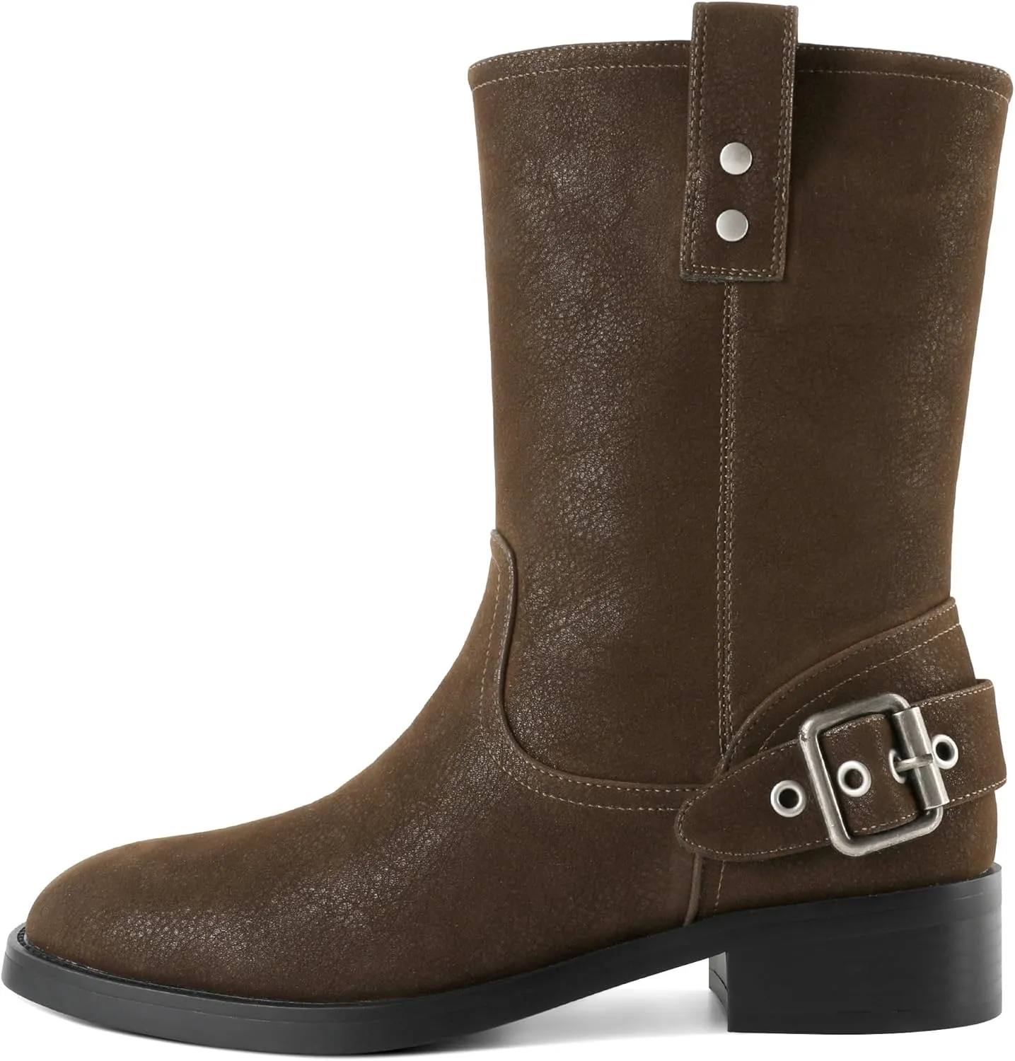 Women's Mid-Calf Boots Chunky Heel Ankle Booties Low Heels Boots 1.4 Inch Western Cowboy Boots
