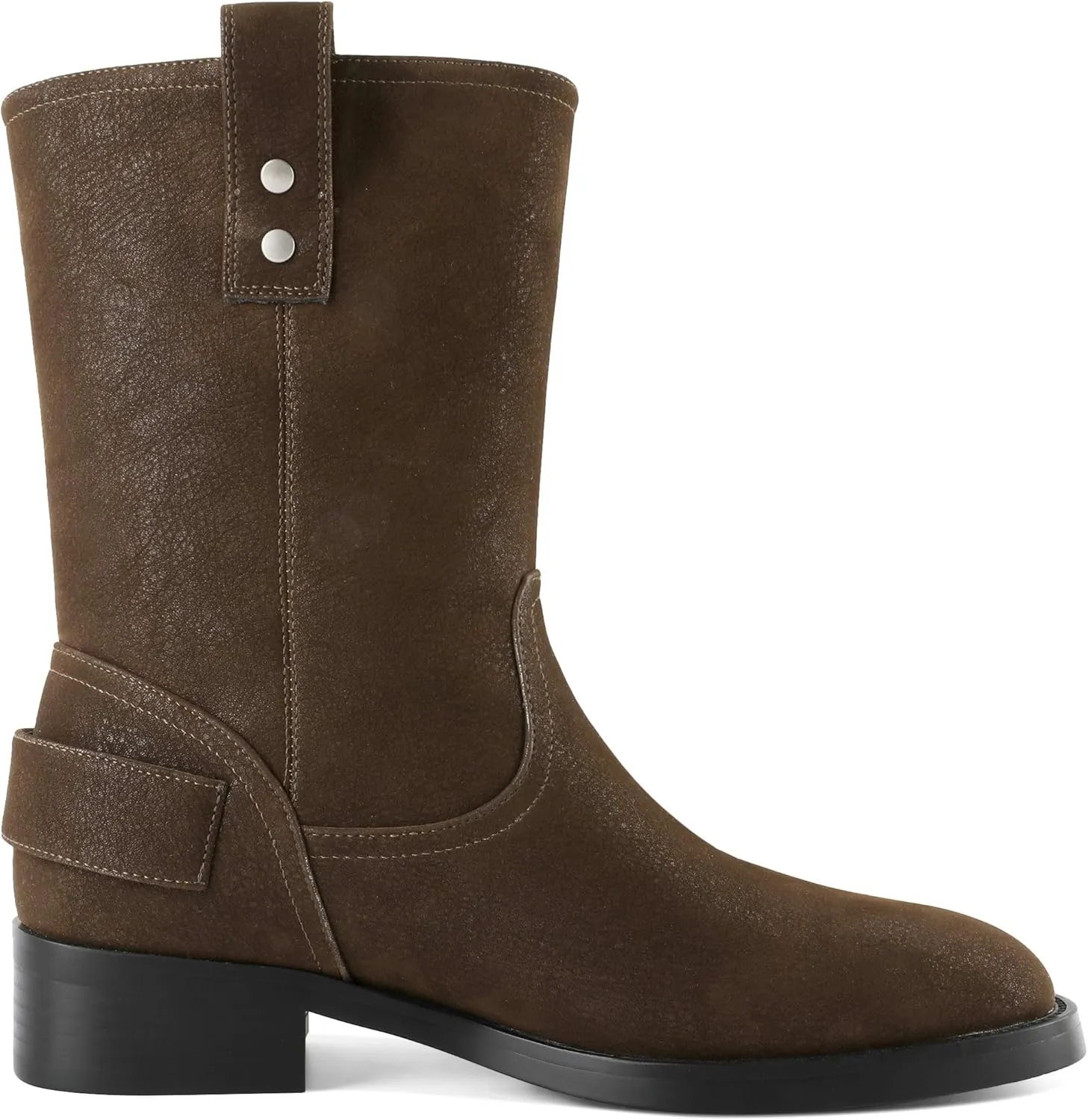 Women's Mid-Calf Boots Chunky Heel Ankle Booties Low Heels Boots 1.4 Inch Western Cowboy Boots