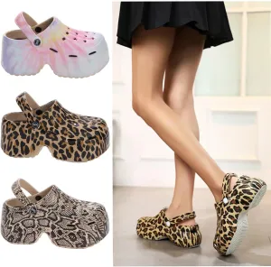 Women's Platform Clogs Slip On Slides Shoes Beach Sandals Gardener Clog Hight Heels Mule Slippers Garden Shoes Sandals