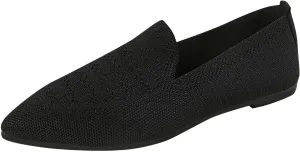 Women's Pointy Toe Loafers Extra Comfortable Knit Dress Shoes Cute Penny Loafer Slip On Ballet Flats Softable Shoes