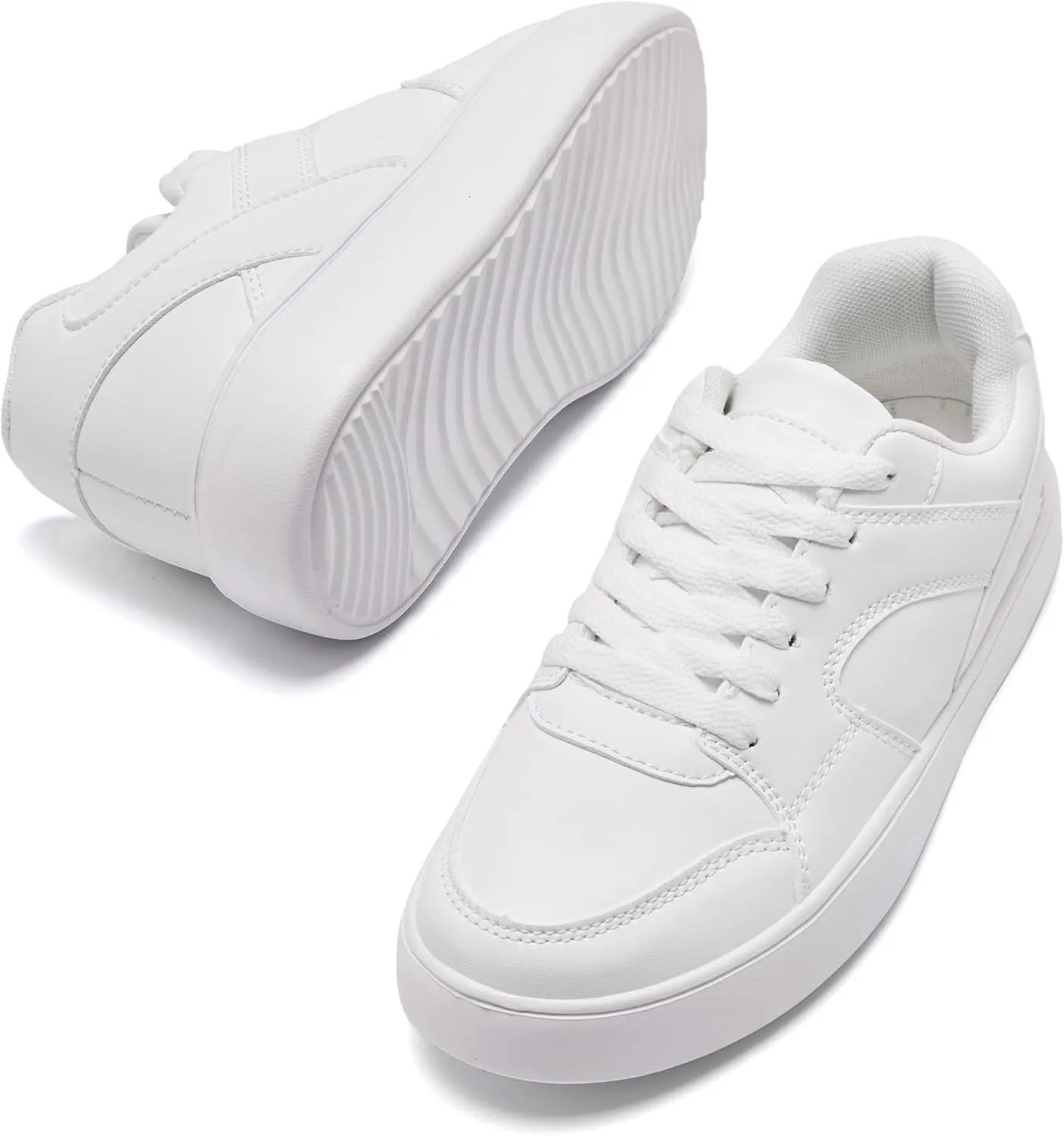 Women's Skateboard Shoes Fashion Casual Sneakers Low Top Lightweight Comfortable Lace-Up Leather Non Slip Shoe