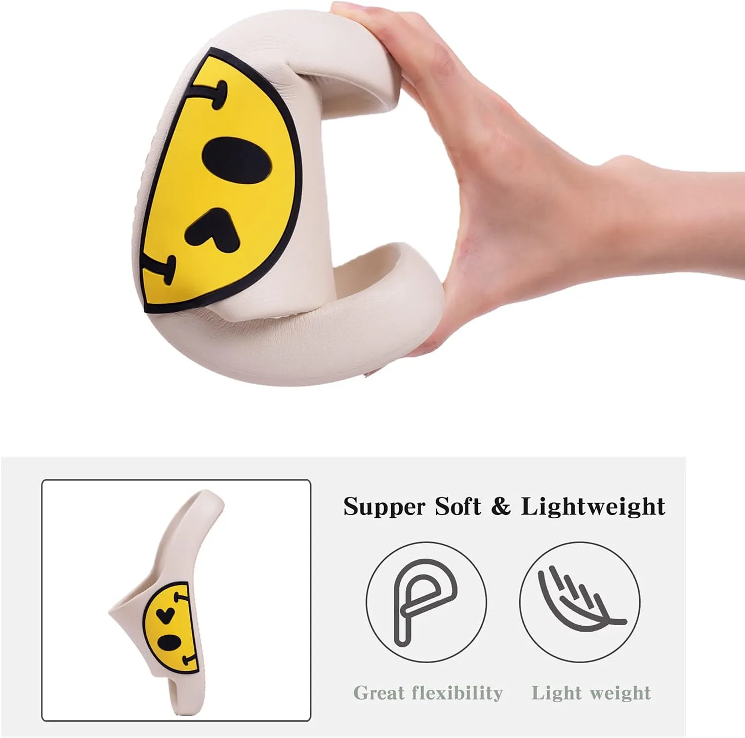 Womens Slides,Pillow Slippers Sandals for Men,Unisex Non slip Quick Dry Shower Shoes Indoor Outdoor Open Toe Spa Bath Pool Gym House Casual Massage Smile Face Slippers