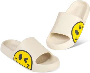 Womens Slides,Pillow Slippers Sandals for Men,Unisex Non slip Quick Dry Shower Shoes Indoor Outdoor Open Toe Spa Bath Pool Gym House Casual Massage Smile Face Slippers