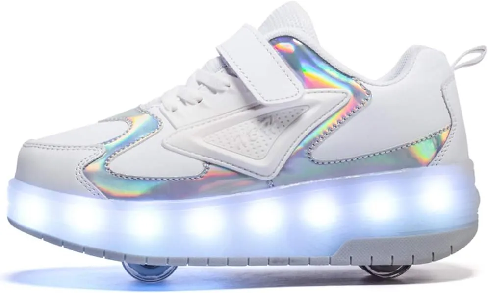 Ylllu Kids LED Roller Skate Shoes with Single Wheel Light up Roller Shoes Gift for Girls Boys Children