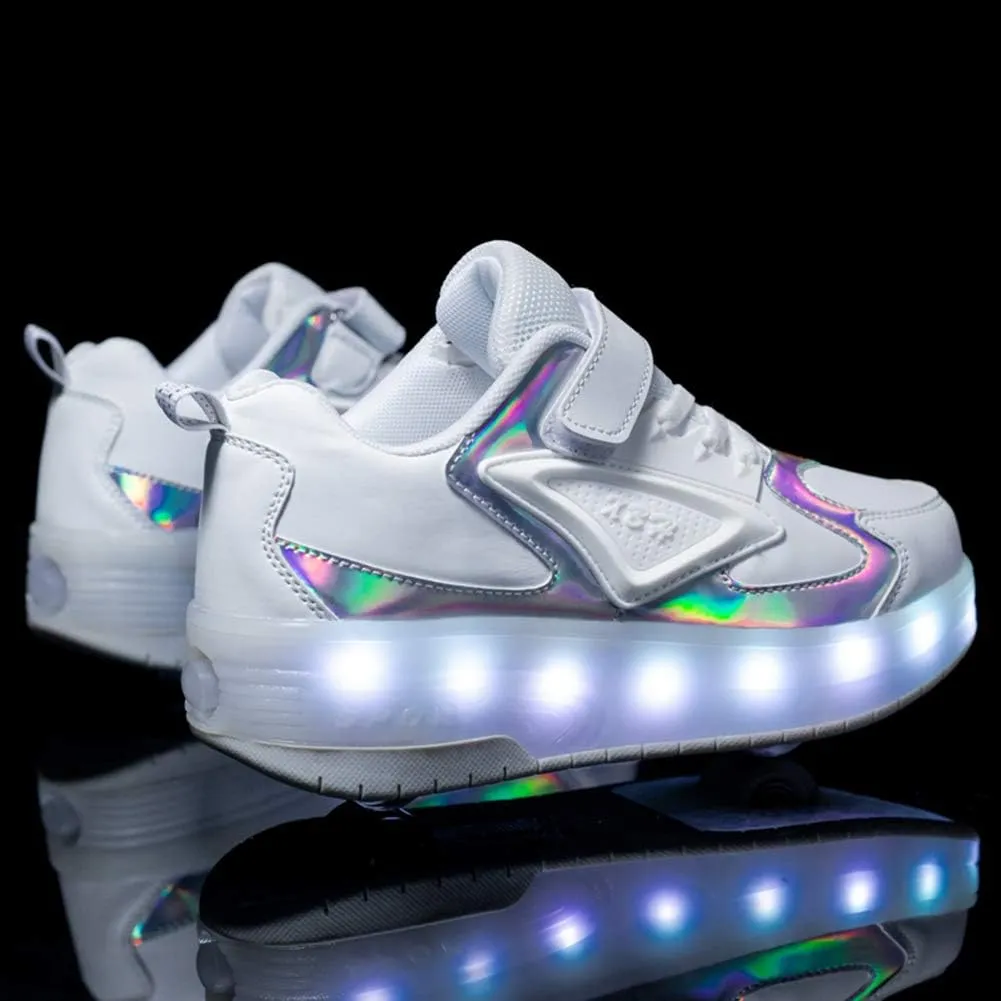 Ylllu Kids LED Roller Skate Shoes with Single Wheel Light up Roller Shoes Gift for Girls Boys Children