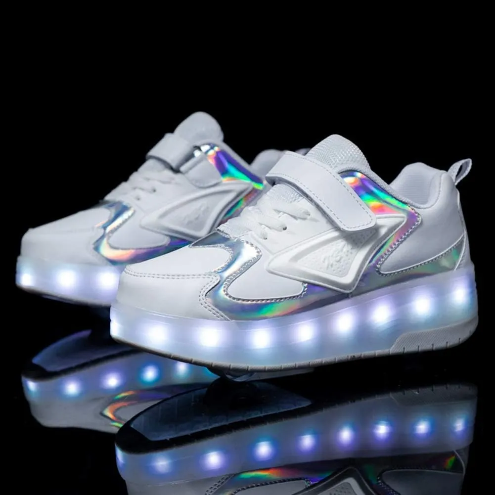 Ylllu Kids LED Roller Skate Shoes with Single Wheel Light up Roller Shoes Gift for Girls Boys Children