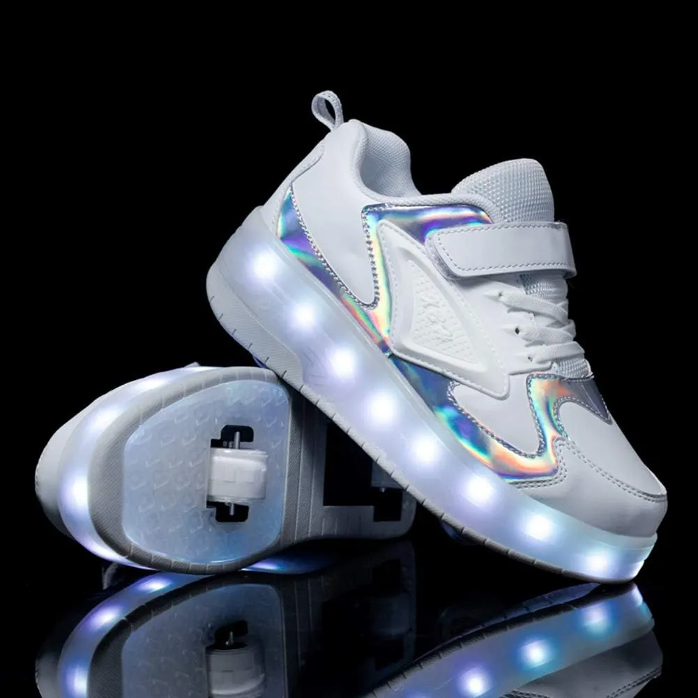 Ylllu Kids LED Roller Skate Shoes with Single Wheel Light up Roller Shoes Gift for Girls Boys Children