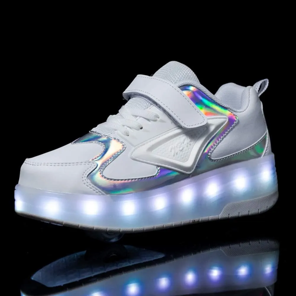 Ylllu Kids LED Roller Skate Shoes with Single Wheel Light up Roller Shoes Gift for Girls Boys Children