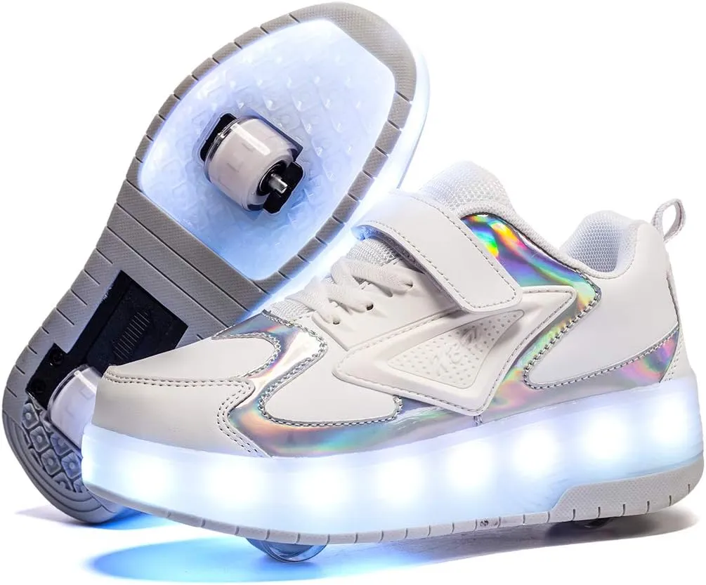 Ylllu Kids LED Roller Skate Shoes with Single Wheel Light up Roller Shoes Gift for Girls Boys Children