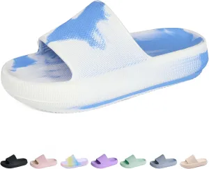 Youecci Cloud Slides for Kids丨Shower Slippers Bathroom Pool Sandals丨Boys Girls Comfy Thick Sole Slippers丨Summer Non-Slip Beach Shoes