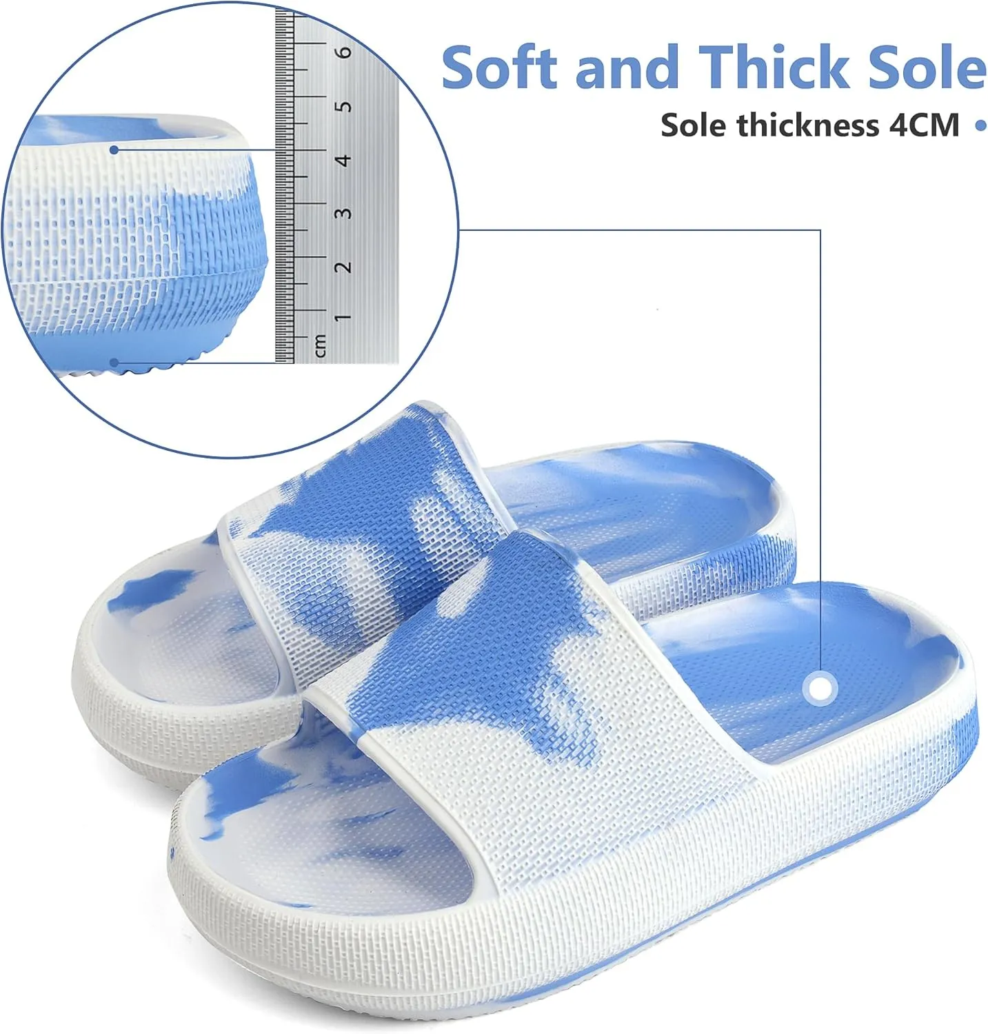 Youecci Cloud Slides for Kids丨Shower Slippers Bathroom Pool Sandals丨Boys Girls Comfy Thick Sole Slippers丨Summer Non-Slip Beach Shoes