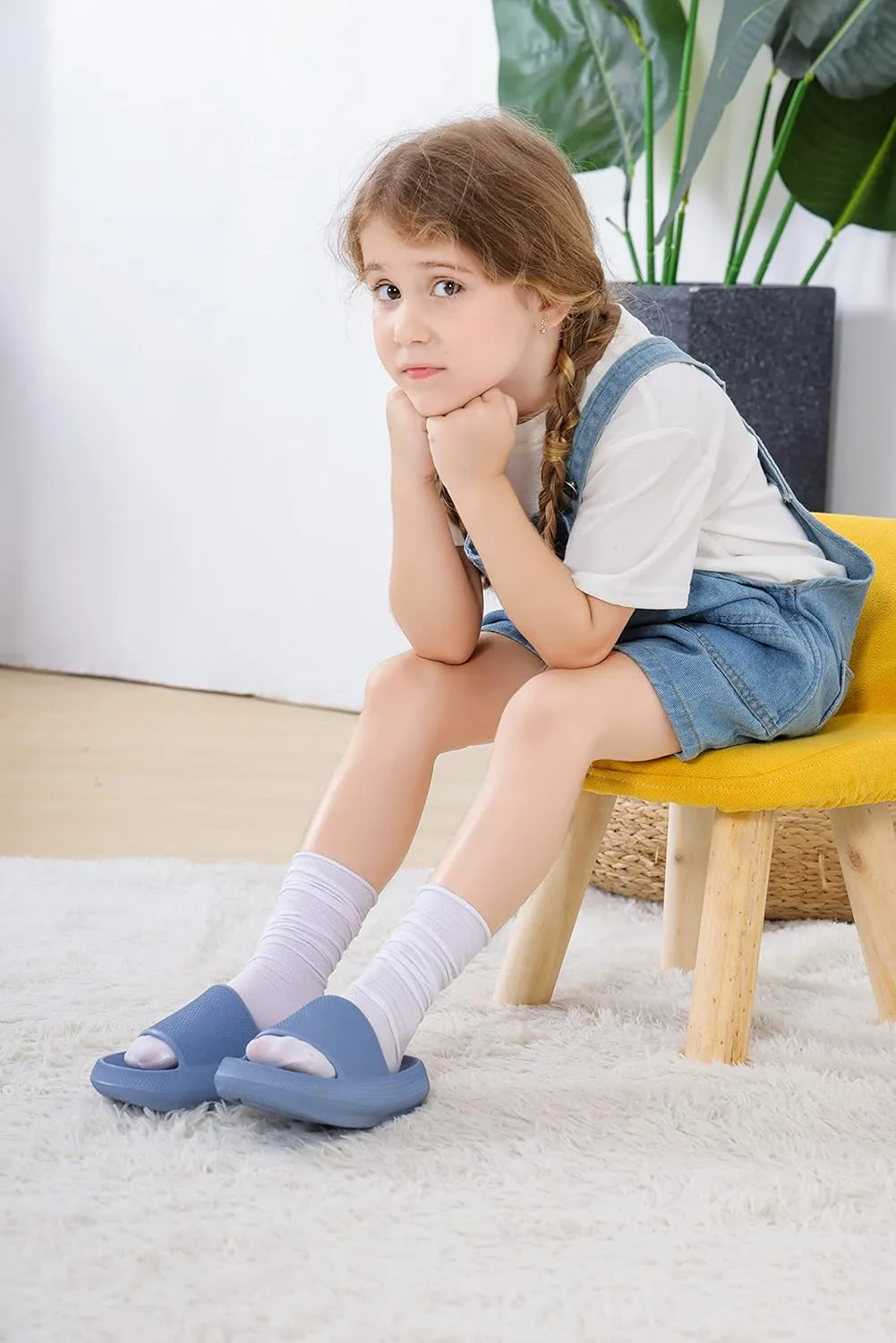 Youecci Cloud Slides for Kids丨Shower Slippers Bathroom Pool Sandals丨Boys Girls Comfy Thick Sole Slippers丨Summer Non-Slip Beach Shoes
