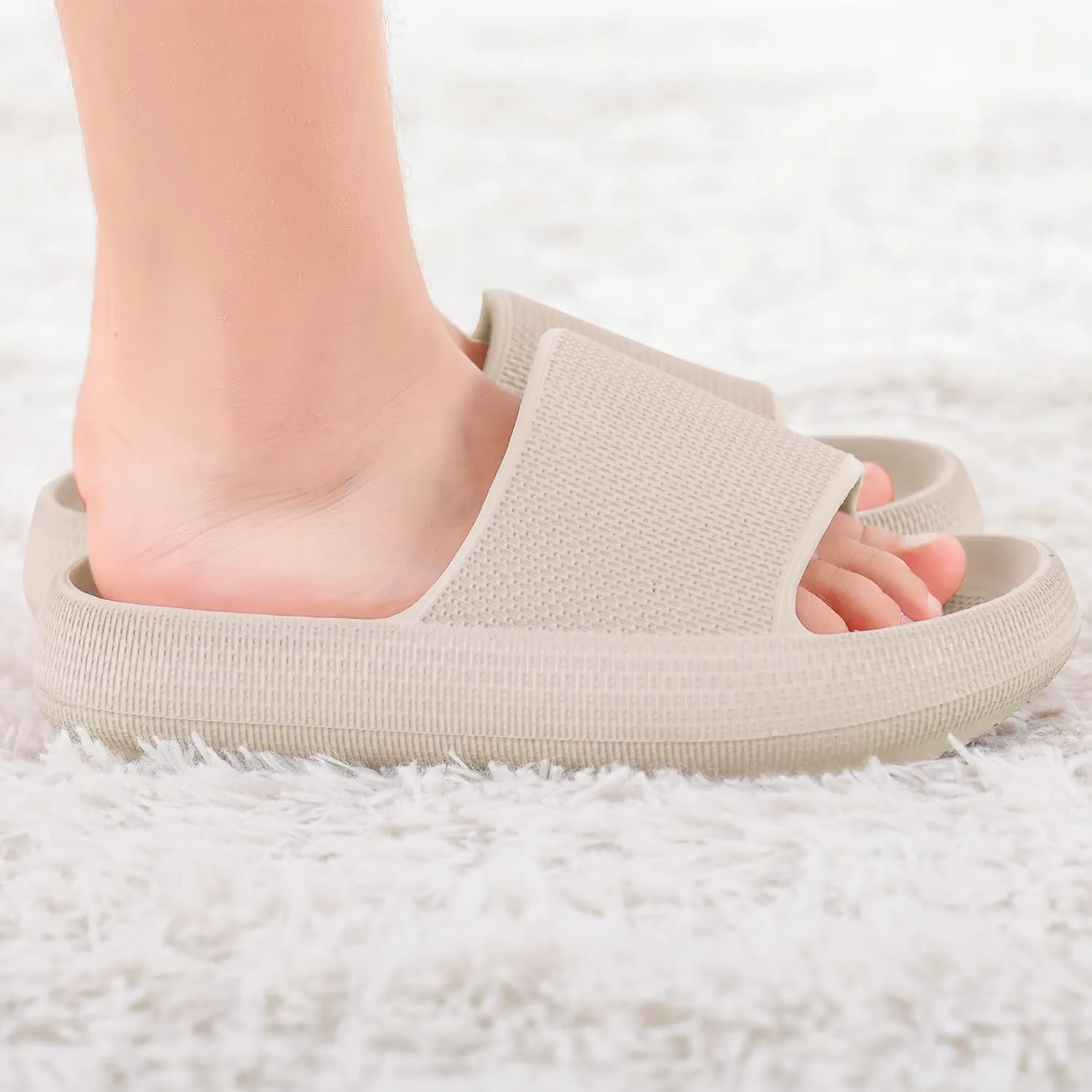 Youecci Cloud Slides for Kids丨Shower Slippers Bathroom Pool Sandals丨Boys Girls Comfy Thick Sole Slippers丨Summer Non-Slip Beach Shoes