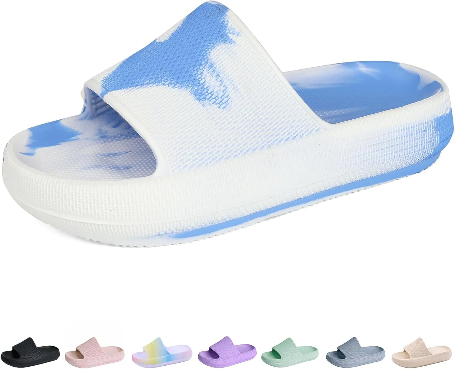 Youecci Cloud Slides for Kids丨Shower Slippers Bathroom Pool Sandals丨Boys Girls Comfy Thick Sole Slippers丨Summer Non-Slip Beach Shoes