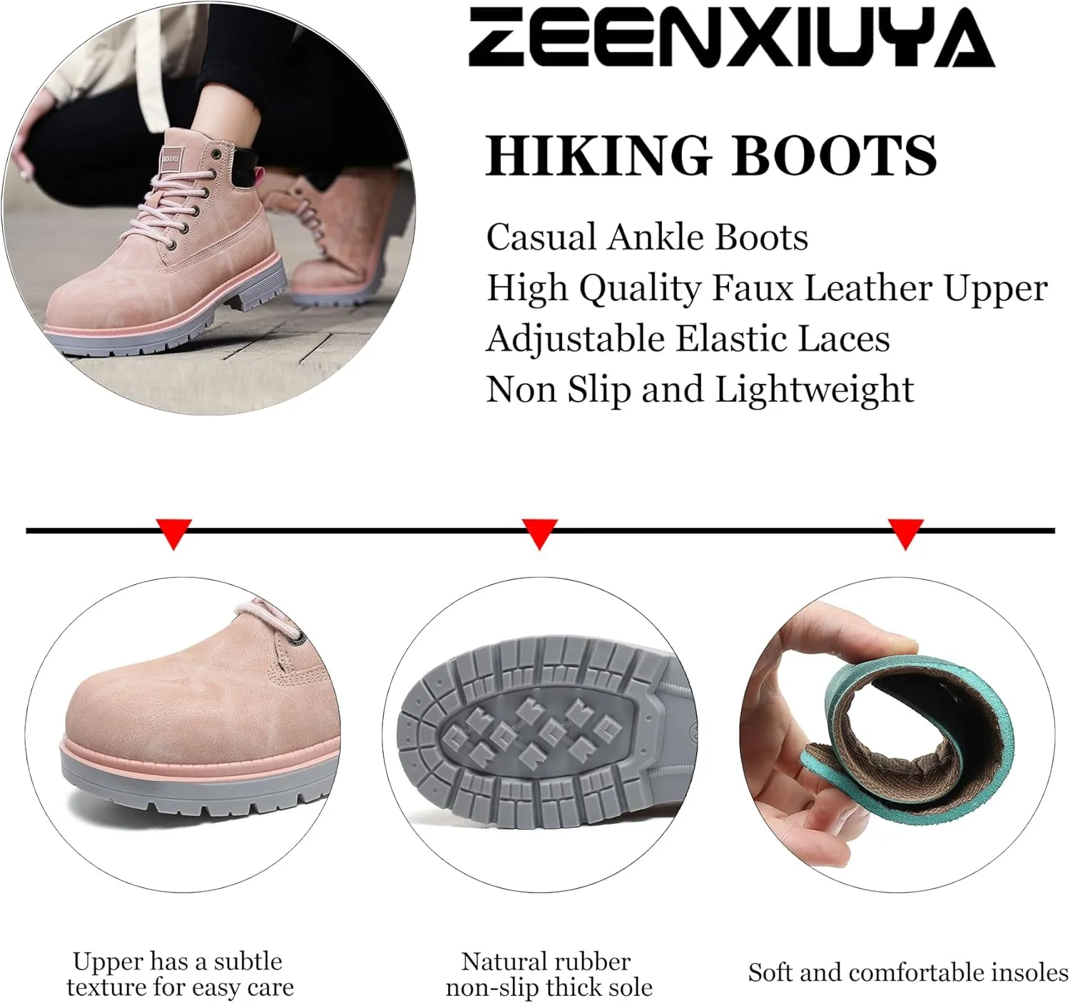 ZEENXIUYA Women's Hiking Boots Men's Chukka Boots Non-slip Outdoor Casual Boot Waterproof Lightweight Comfortable Ankle Lace Up Booties