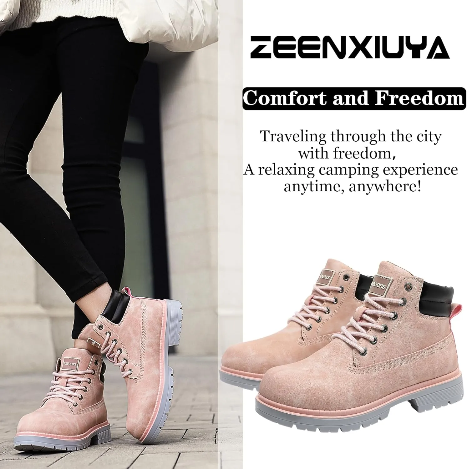 ZEENXIUYA Women's Hiking Boots Men's Chukka Boots Non-slip Outdoor Casual Boot Waterproof Lightweight Comfortable Ankle Lace Up Booties
