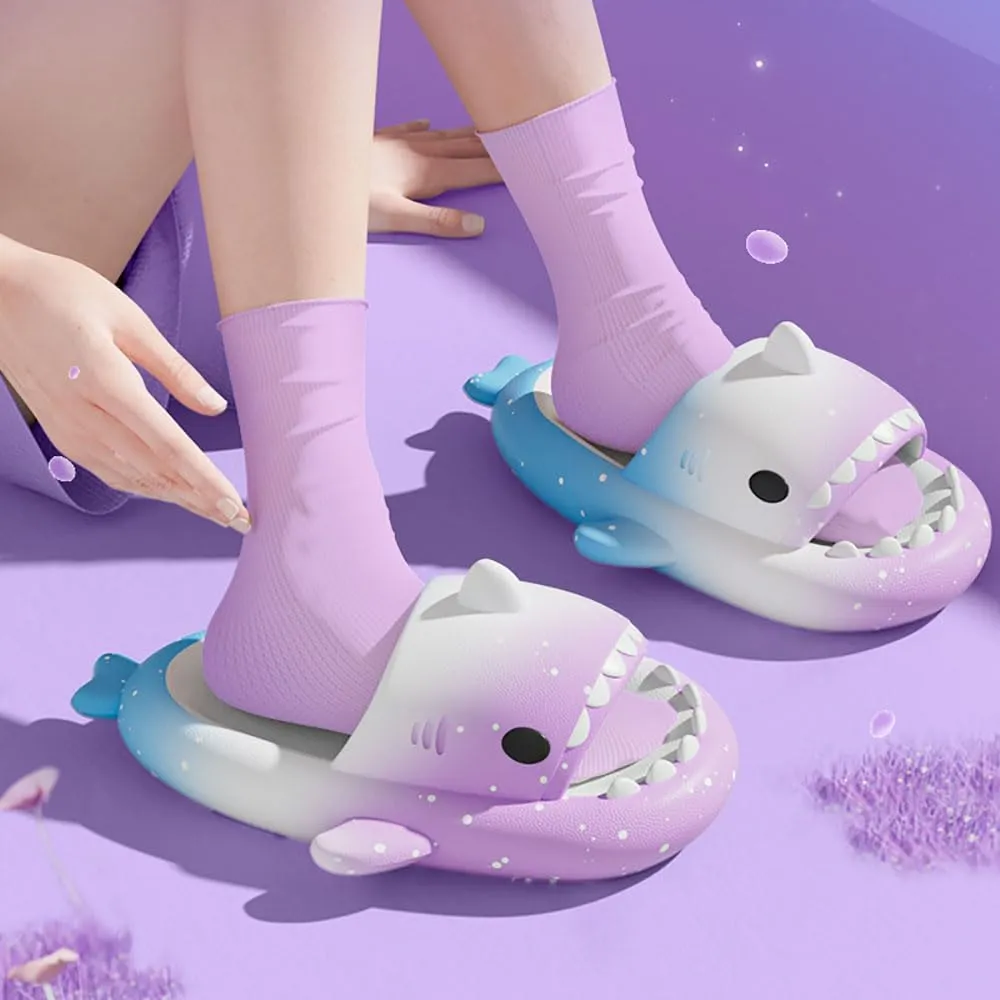 Zureto Shark Slides Slippers, Novelty Cloud Shark Slippers, Anti-Slip Quick Drying Shark Sliders, EVA Starlight Shark